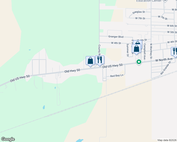 map of restaurants, bars, coffee shops, grocery stores, and more near 7942-8122 Old US Highway 50 in Flora