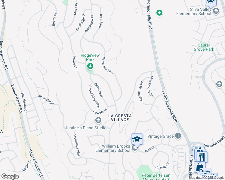 map of restaurants, bars, coffee shops, grocery stores, and more near 3561 Ridgeview Drive in El Dorado Hills