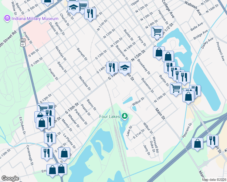 map of restaurants, bars, coffee shops, grocery stores, and more near 29-30 Colony Drive in Vincennes