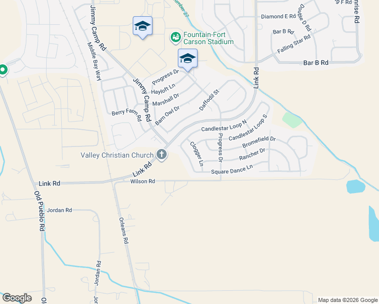 map of restaurants, bars, coffee shops, grocery stores, and more near 859 Candlestar Loop South in Fountain