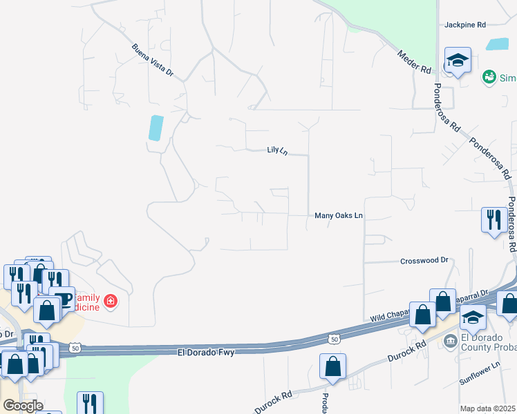 map of restaurants, bars, coffee shops, grocery stores, and more near 3613 Soap Plant Lane in Shingle Springs