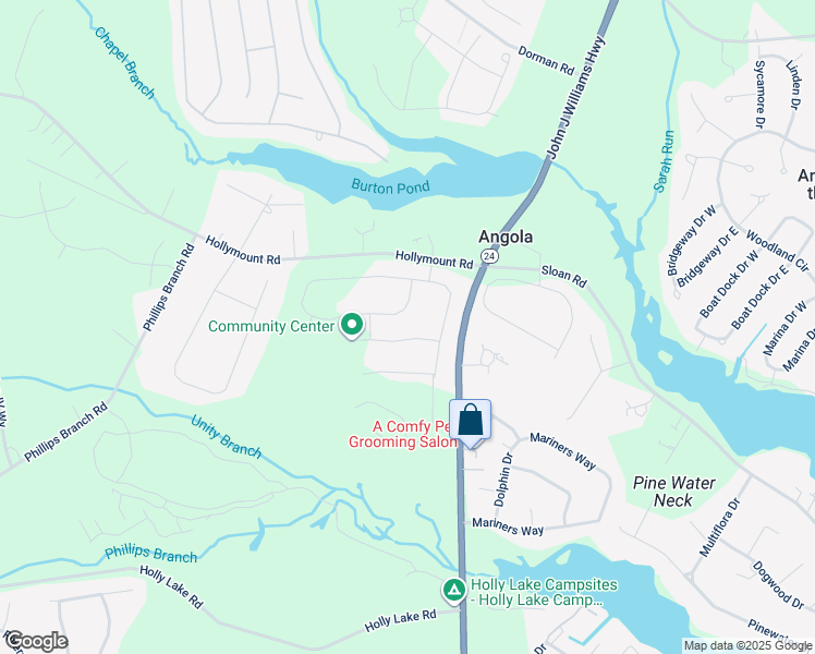 map of restaurants, bars, coffee shops, grocery stores, and more near 24214 Clifford Lane in Harbeson