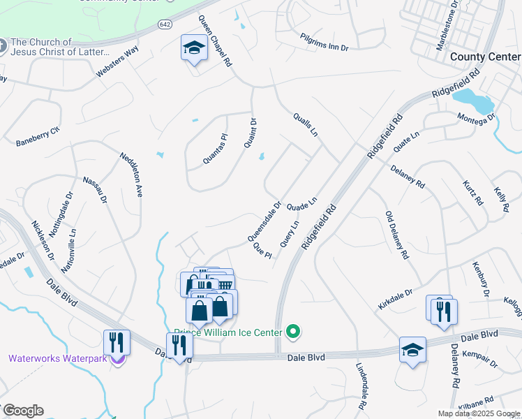 map of restaurants, bars, coffee shops, grocery stores, and more near 5252 Quebec Place in Woodbridge