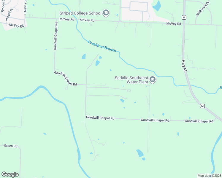 map of restaurants, bars, coffee shops, grocery stores, and more near 28528 Goodwill Chapel Road in Sedalia
