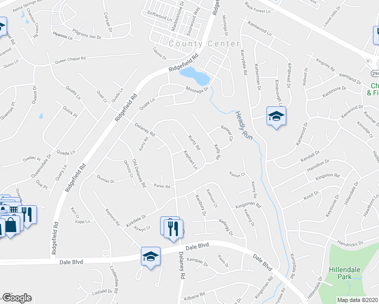 map of restaurants, bars, coffee shops, grocery stores, and more near 13219 Kephart Lane in Woodbridge