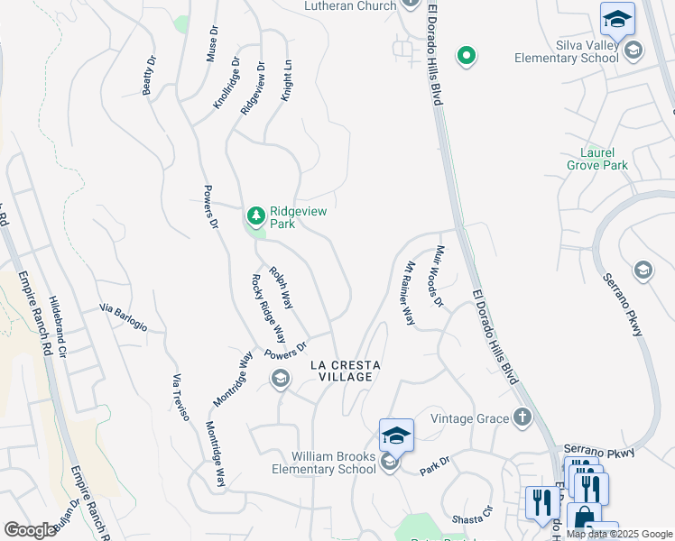 map of restaurants, bars, coffee shops, grocery stores, and more near 3528 Patterson Way in Folsom