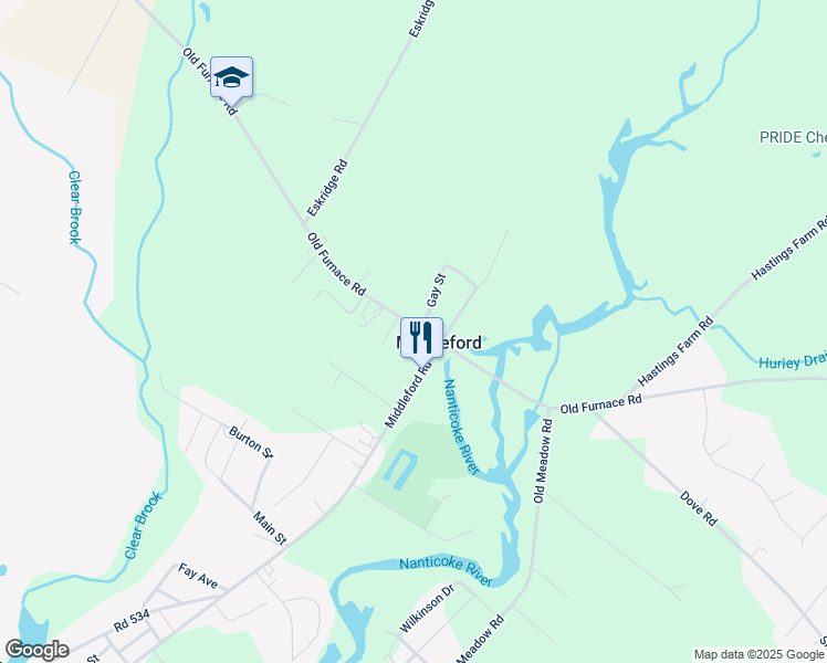 map of restaurants, bars, coffee shops, grocery stores, and more near 10452 Old Furnace Road in Seaford