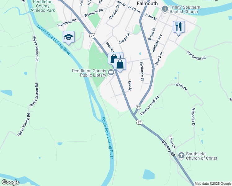 map of restaurants, bars, coffee shops, grocery stores, and more near 402 Monument Street in Falmouth
