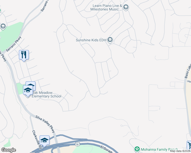 map of restaurants, bars, coffee shops, grocery stores, and more near 1541 Terracina Drive in El Dorado Hills