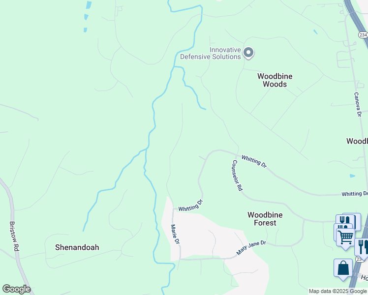map of restaurants, bars, coffee shops, grocery stores, and more near 13371 Marie Drive in Manassas