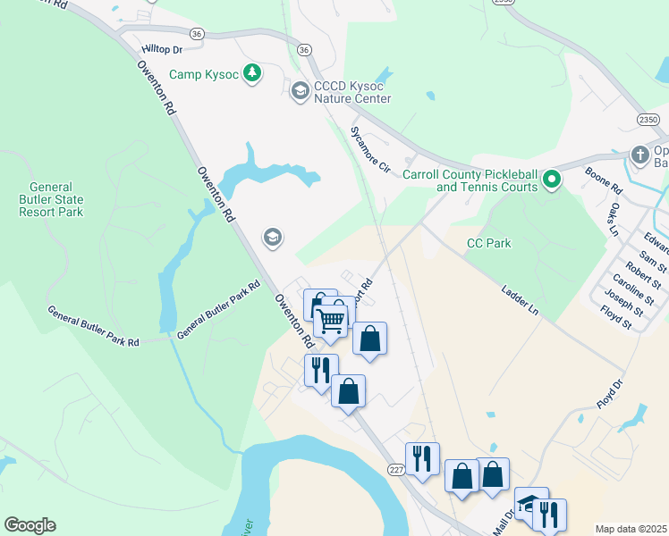map of restaurants, bars, coffee shops, grocery stores, and more near Airport Road in Carrollton