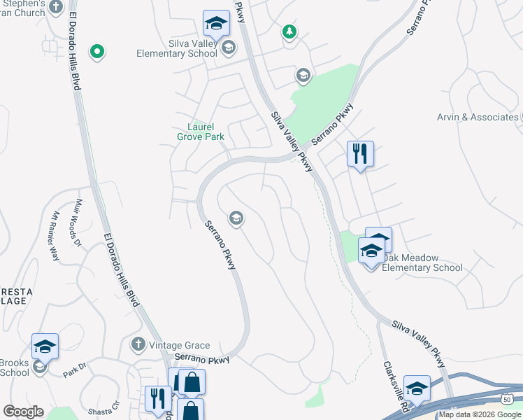 map of restaurants, bars, coffee shops, grocery stores, and more near 2059 Lamego Way in El Dorado Hills