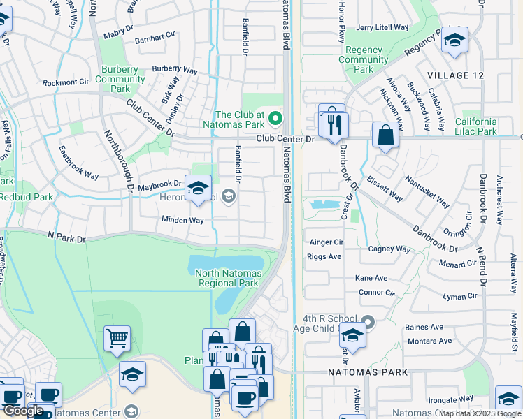 map of restaurants, bars, coffee shops, grocery stores, and more near 5143 Adamstowne Way in Sacramento