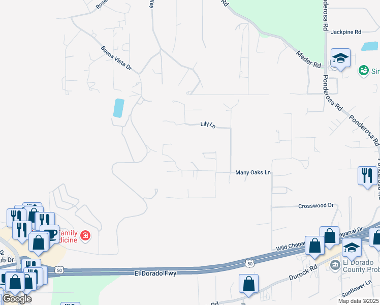 map of restaurants, bars, coffee shops, grocery stores, and more near 3613 Soap Plant Lane in Shingle Springs