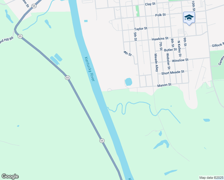 map of restaurants, bars, coffee shops, grocery stores, and more near 250 Mason Street in Carrollton