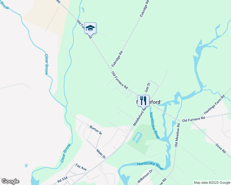 map of restaurants, bars, coffee shops, grocery stores, and more near 10404 Old Furnace Road in Seaford