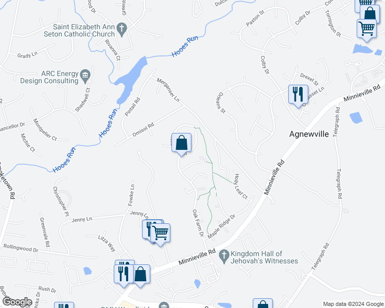 map of restaurants, bars, coffee shops, grocery stores, and more near 2787 Noble Fir Court in Woodbridge