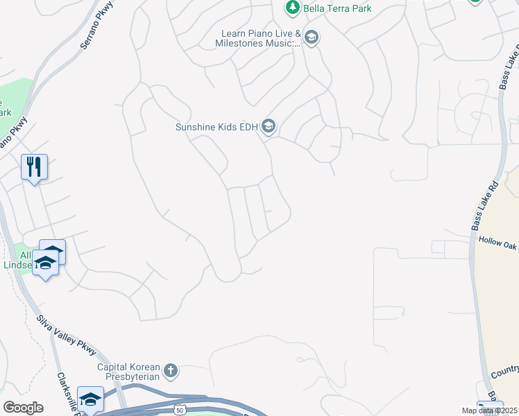 map of restaurants, bars, coffee shops, grocery stores, and more near 9030 Longford Way in El Dorado Hills