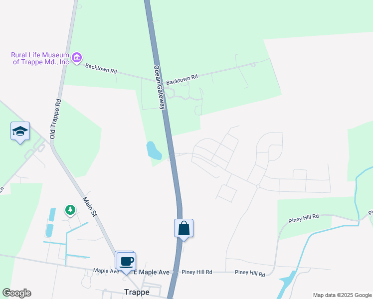 map of restaurants, bars, coffee shops, grocery stores, and more near 4313 Ocean Gateway in Trappe