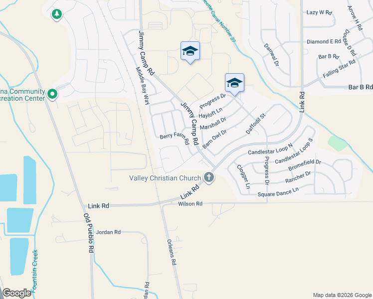 map of restaurants, bars, coffee shops, grocery stores, and more near 11360 Berry Farm Road in Fountain