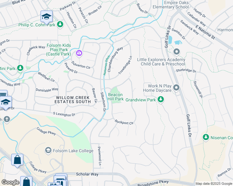 map of restaurants, bars, coffee shops, grocery stores, and more near 405 Kempton Square in Folsom