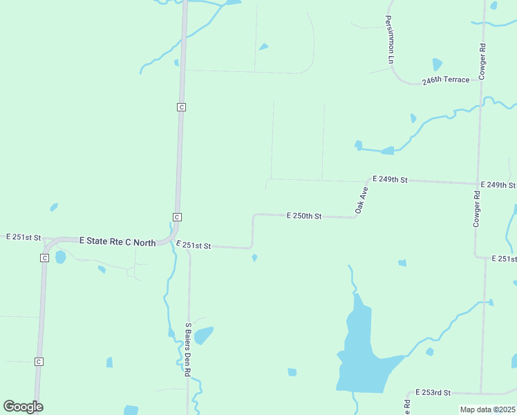 map of restaurants, bars, coffee shops, grocery stores, and more near 12000 East 250th Street in Peculiar