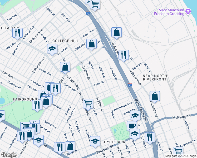 map of restaurants, bars, coffee shops, grocery stores, and more near 4316 19th Street in St. Louis