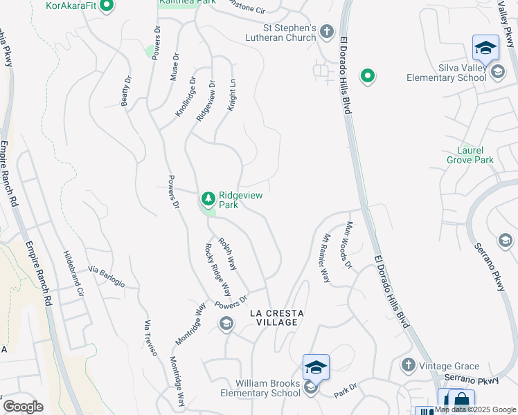 map of restaurants, bars, coffee shops, grocery stores, and more near 3483 Patterson Way in El Dorado Hills