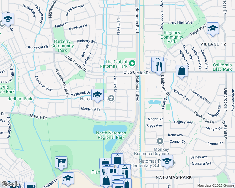 map of restaurants, bars, coffee shops, grocery stores, and more near 2297 Anton Way in Sacramento