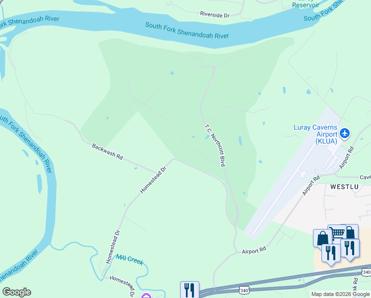 map of restaurants, bars, coffee shops, grocery stores, and more near 391 Beall Avenue in Luray