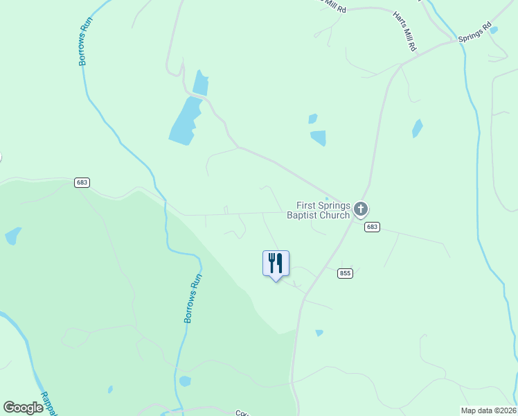 map of restaurants, bars, coffee shops, grocery stores, and more near 8486 Turnbull Road in Warrenton