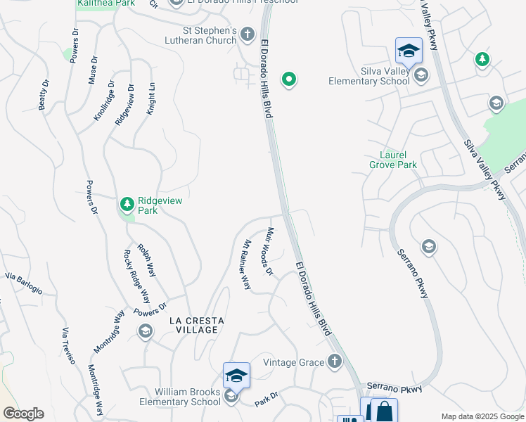 map of restaurants, bars, coffee shops, grocery stores, and more near 965 Wilson Boulevard in El Dorado Hills