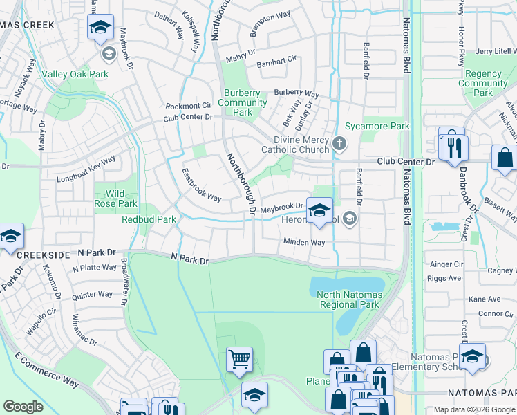 map of restaurants, bars, coffee shops, grocery stores, and more near 2451 Minden Way in Sacramento