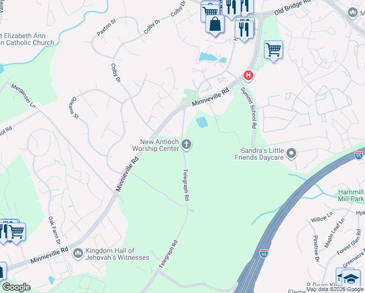 map of restaurants, bars, coffee shops, grocery stores, and more near 13106 Telegraph Road in Woodbridge