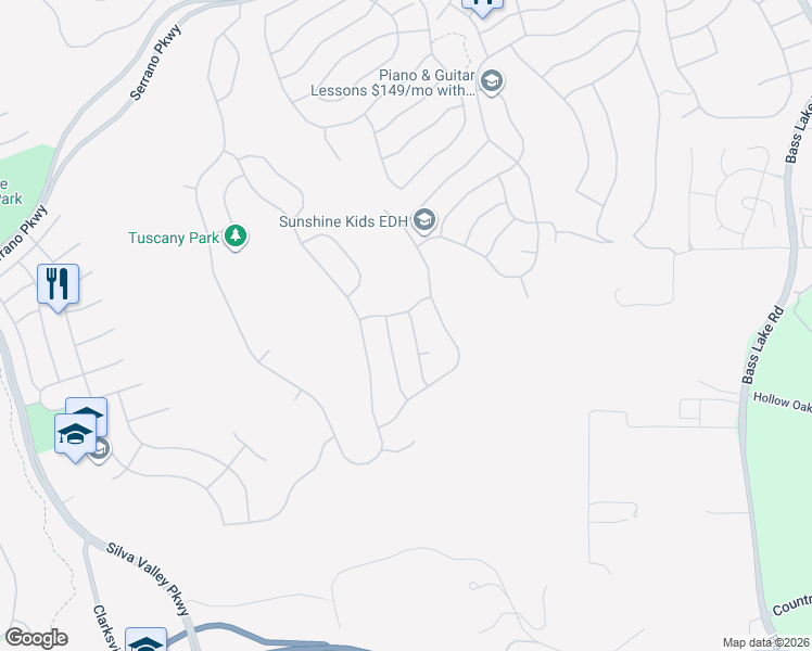 map of restaurants, bars, coffee shops, grocery stores, and more near 9010 Longford Way in El Dorado Hills