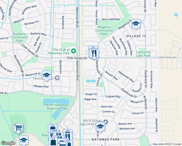 map of restaurants, bars, coffee shops, grocery stores, and more near 1900 Danbrook Drive in Sacramento