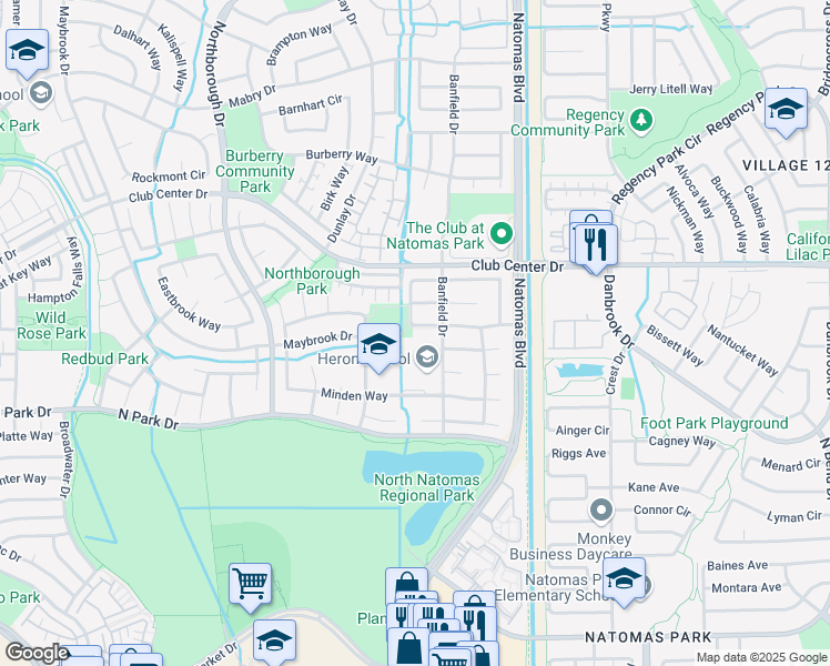 map of restaurants, bars, coffee shops, grocery stores, and more near 2198 New Hampshire Way in Sacramento