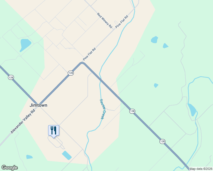 map of restaurants, bars, coffee shops, grocery stores, and more near 7300 California 128 in Healdsburg