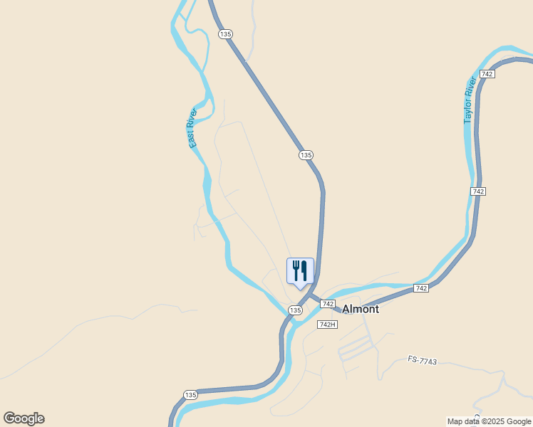 map of restaurants, bars, coffee shops, grocery stores, and more near 282 East River Lane in Gunnison