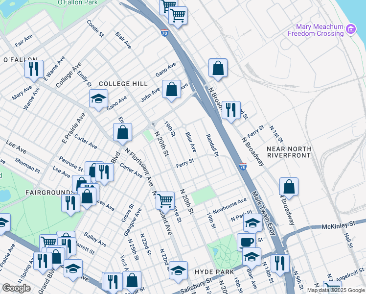 map of restaurants, bars, coffee shops, grocery stores, and more near 4316 19th Street in St. Louis