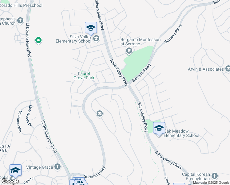 map of restaurants, bars, coffee shops, grocery stores, and more near 1060 Souza Drive in El Dorado Hills