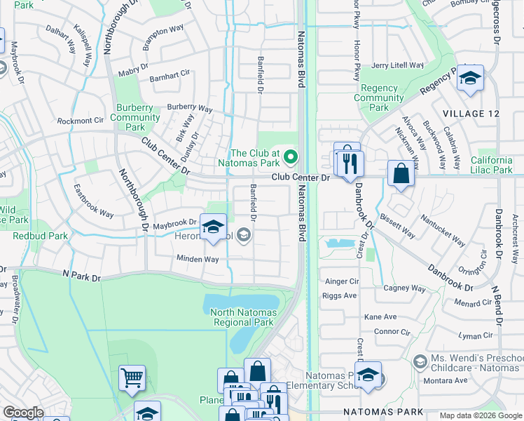 map of restaurants, bars, coffee shops, grocery stores, and more near 2297 Anton Way in Sacramento