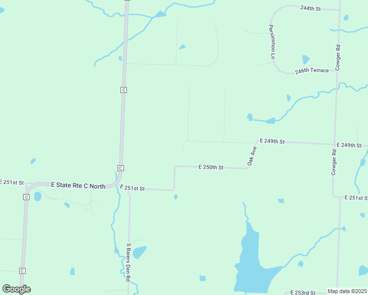 map of restaurants, bars, coffee shops, grocery stores, and more near 12000 East 250th Street in Peculiar