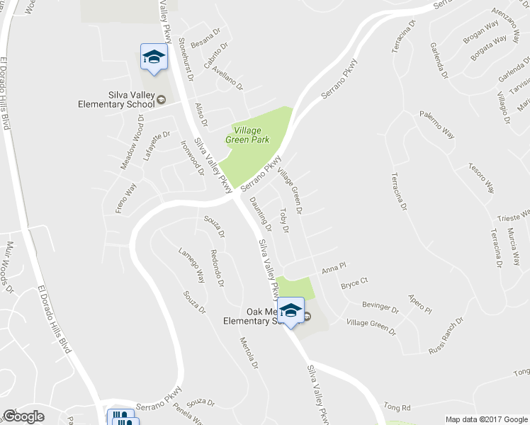 map of restaurants, bars, coffee shops, grocery stores, and more near 1600 Daunting Drive in El Dorado Hills