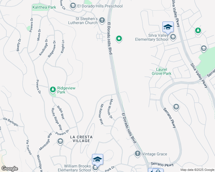 map of restaurants, bars, coffee shops, grocery stores, and more near 3480 El Dorado Hills Boulevard in El Dorado Hills