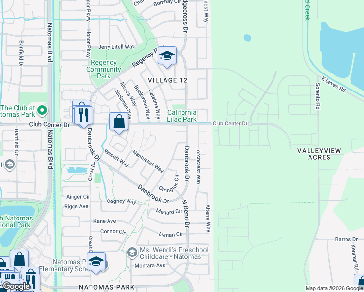 map of restaurants, bars, coffee shops, grocery stores, and more near 5142 Dynasty Way in Sacramento