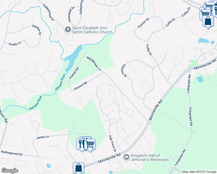 map of restaurants, bars, coffee shops, grocery stores, and more near 2774 Noble Fir Court in Woodbridge