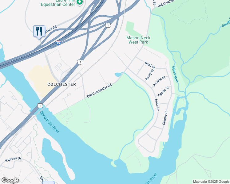 map of restaurants, bars, coffee shops, grocery stores, and more near 8228 Indiana Avenue in Lorton