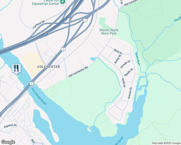 map of restaurants, bars, coffee shops, grocery stores, and more near 8228 Indiana Avenue in Lorton
