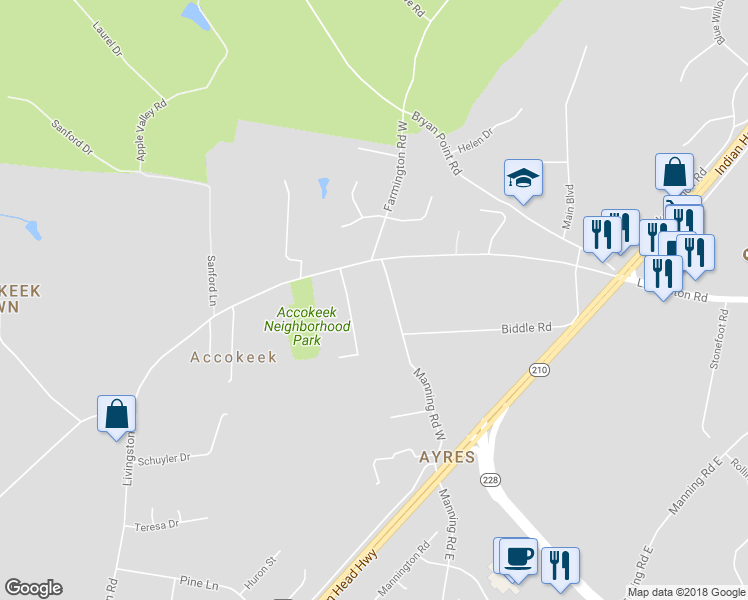 map of restaurants, bars, coffee shops, grocery stores, and more near 15938 Livingston Road in Accokeek